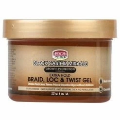 African Pride: Black Castor - Extra Hold Braid, Loc, Twist Gel 8oz