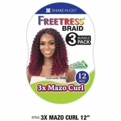 FreeTress: 3X Mazo Curl 12" Crochet Braids -Wig Care Shop freetress crochet hair freetress 3x mazo curl 12 crochet braids 28784616407126