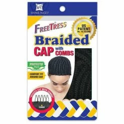 FreeTress: Braided Cap With Combs -Wig Care Shop freetress hair accessories blk freetress braided cap with combs 28580089135190
