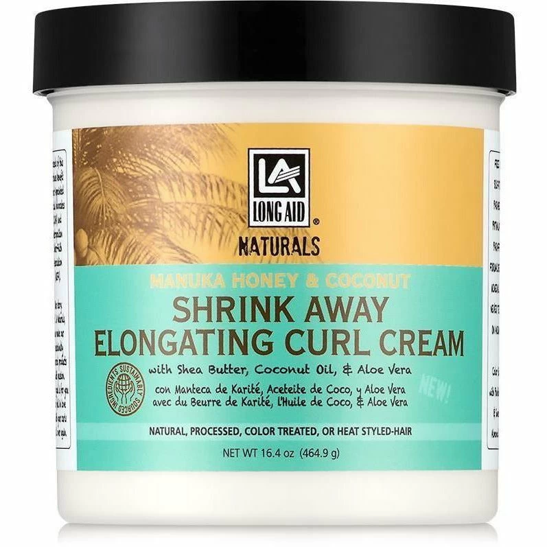 Long Aid: Shrink Away Elongating Curl Cream 16.4oz Long Aid: Shrink Away Elongating Curl Cream 16.4oz -Wig Care Shop long aid curling styling creams long aid manuka honey coconut shrink away elongating curl cream 16 4oz 15577839468630