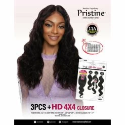 Pristine: 11A 100% Unprocessed Human Hair 3 Bundle + Closure Pack - Body Wave