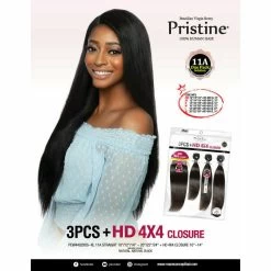 Pristine: 11A 100% Unprocessed Human Hair 3 Bundle + Closure Pack - Straight