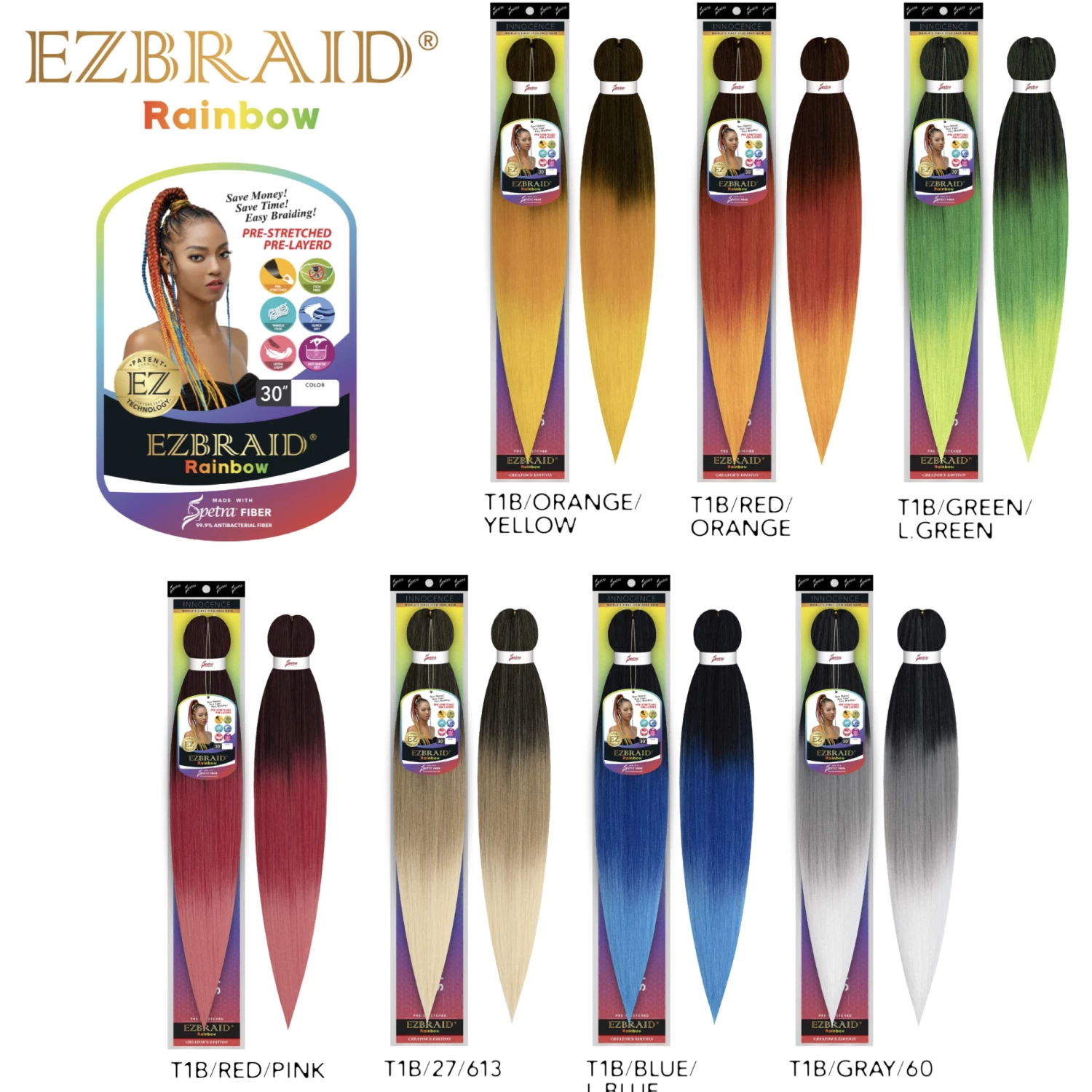 Spetra: Rainbow EZ Braid 30" (Pre-Stretched) Spetra: Rainbow EZ Braid 30" (Pre-Stretched) -Wig Care Shop vivica fox braiding hair spetra rainbow ez braid 30 pre stretched 28794837467222